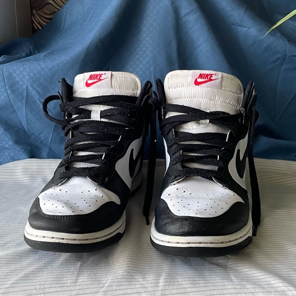 Nike Black and White High Top Sneakers with Red Accents. Size 10 Women’s